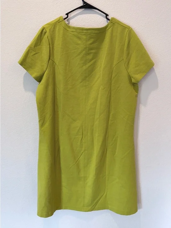 Boden Carolyn Ponte Jersey Dress 16 Lime Green Mod 60s Retro Shift Midi Pockets - Picture 2 of 8